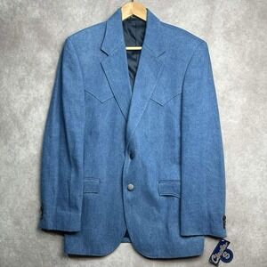 Circle S Blazer Mens 40R Blue Denim Western Sport Coat Jacket Cowboy Ranch NWT